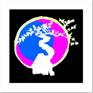 Trippy negative enso circle bonsai tree - Sumi inspired design for bonsai lovers Posters and Art